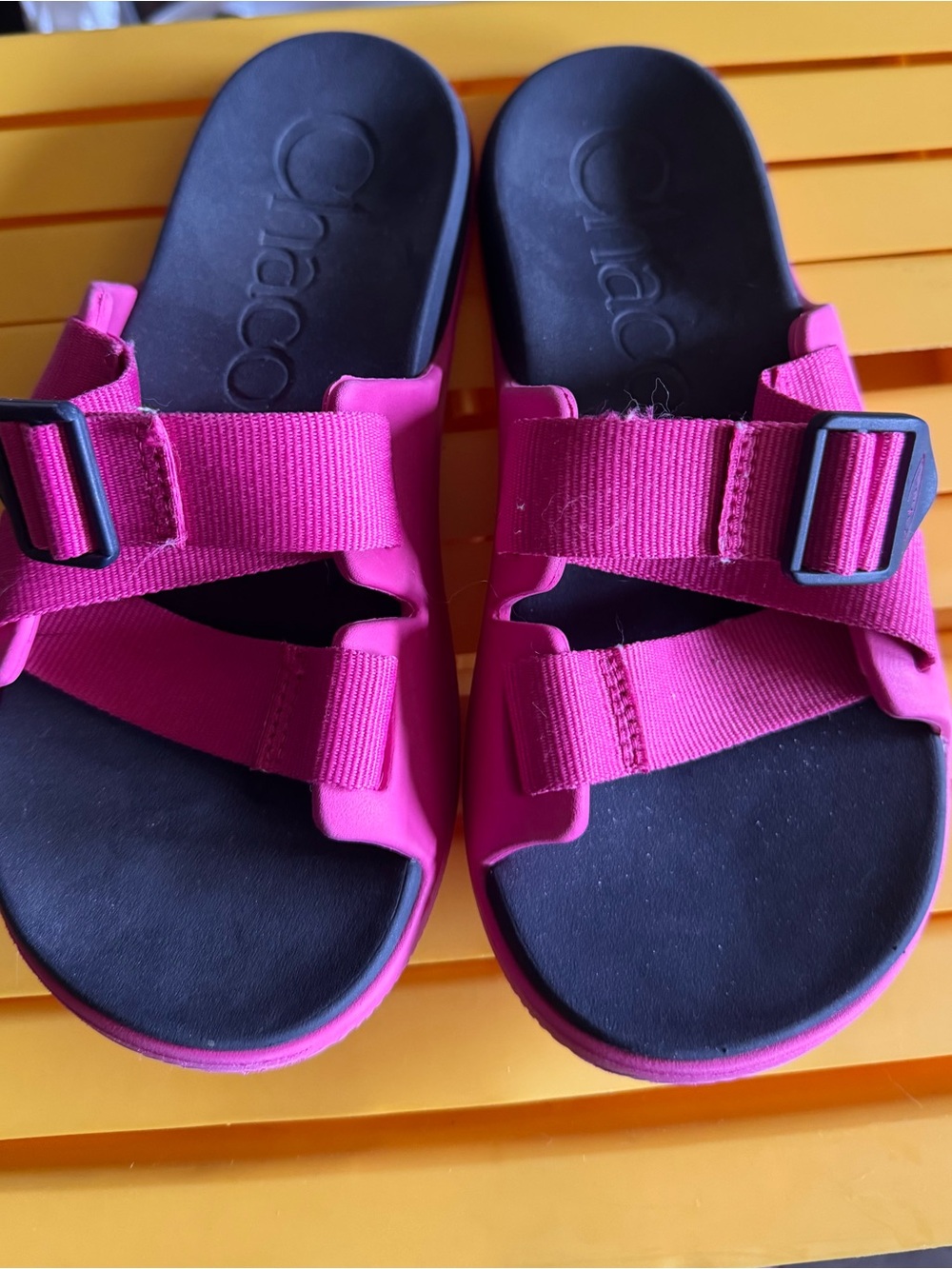 Chaco Kids Hot Pink Slide Sandals with Adjustable Straps